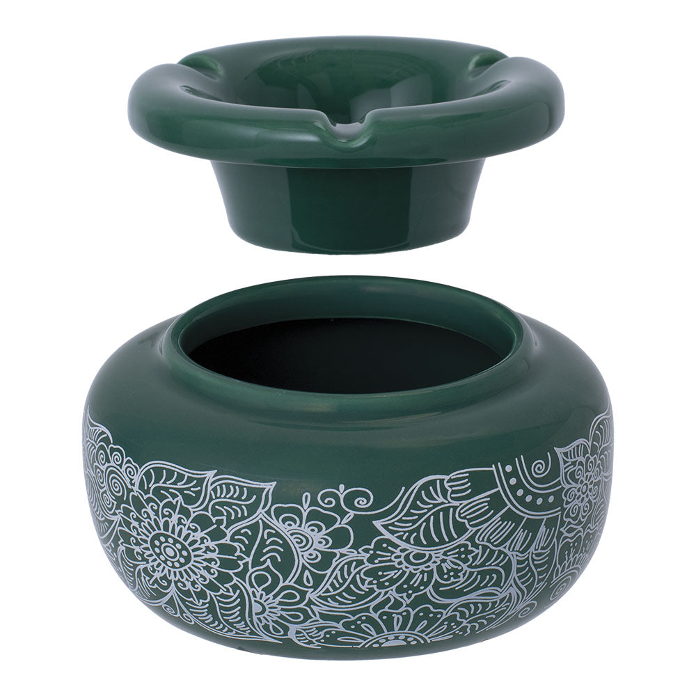 Fujima Moroccan Ceramic Ashtray - Green Floral / 5" - Headshop.com