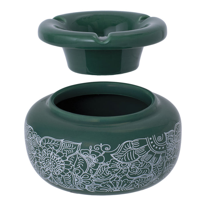 Fujima Moroccan Ceramic Ashtray - Green Floral / 5" - Headshop.com