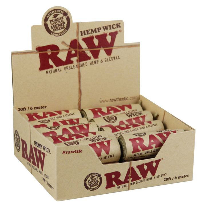 20PC DISPLAY - Raw Natural Hemp Wick Rolls - 20ft - Headshop.com