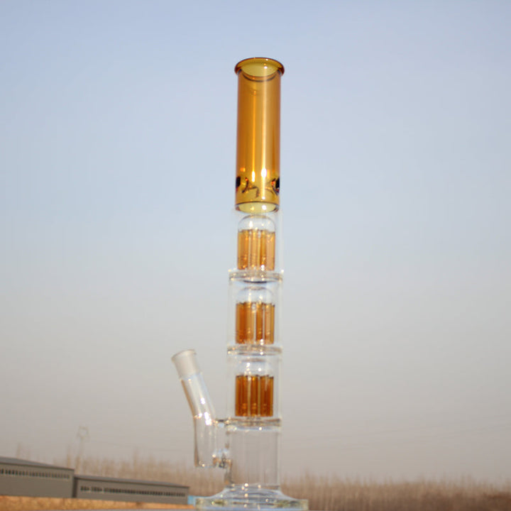 Approx. 19" Triple Tree Percolator Glass Water Pipe - Headshop.com