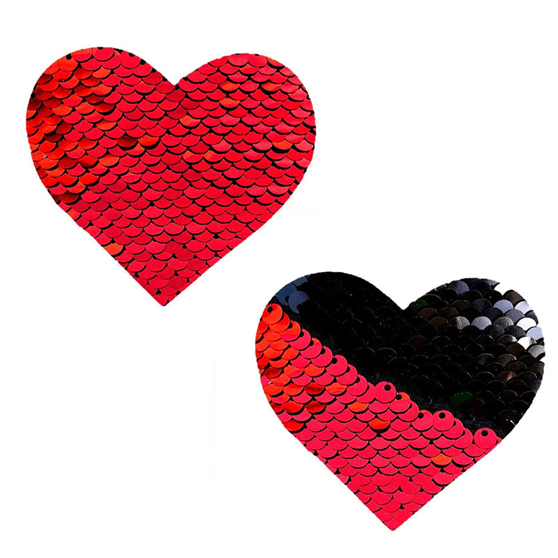 Neva Nude Pasty Heart Sequins Red To Black - Headshop.com