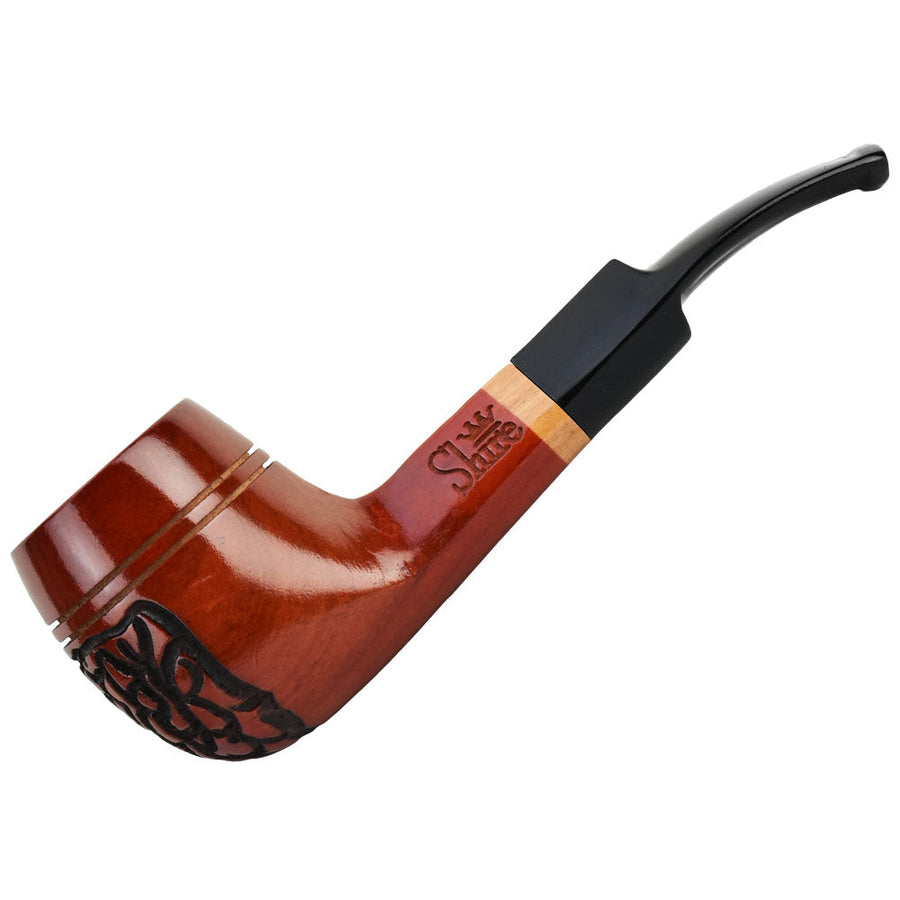 Pulsar Shire Pipes The Roscoe | Engraved Bulldog Saddle Stem Wood Pipe - Headshop.com