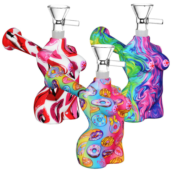 Hot Bod Silicone Bubbler | 3.75" | 14mm F | Assorted Designs | 5pc Set - Headshop.com