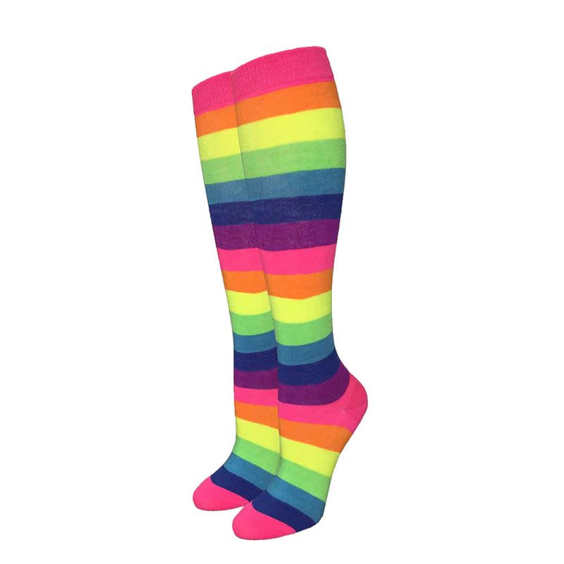 Julietta Fluorescent Neon Rainbow Knee High Socks - Headshop.com