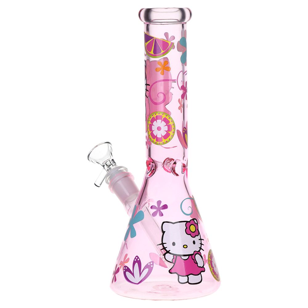 Greetings Feline Glass Beaker Water Pipe | 10" | 14mm F | Designs Vary - Headshop.com