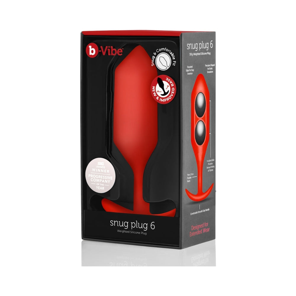 b-Vibe Snug Plug 6 Weighted Silicone Anal Plug Red - Headshop.com