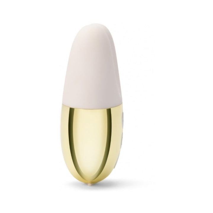 Le Wand Chrome Double Vibe Rechargeable Silicone Mini Vibrator White/Gold - Headshop.com