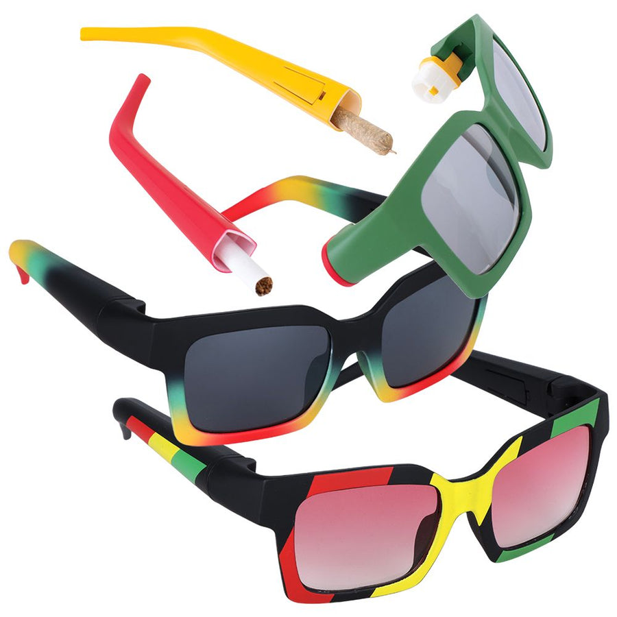 Square Frame Sunglasses with Hidden Storage - Headshop.com