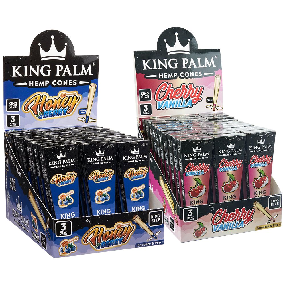 King Palm Hemp Cones | 3pc | King Size | 30pk Display - Headshop.com