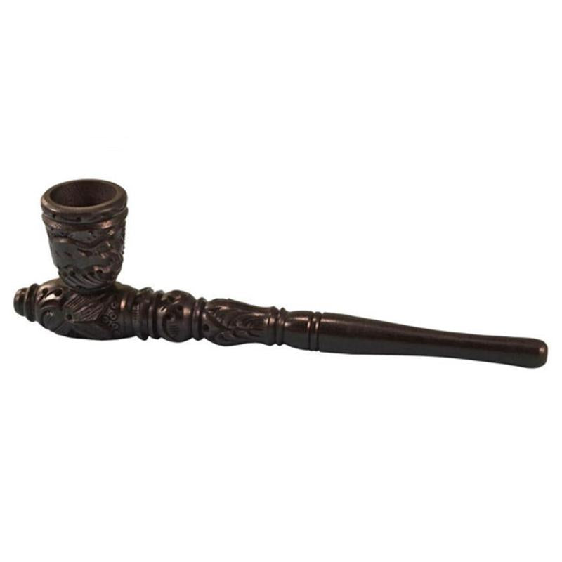 Carved Wood Hand Pipe | 8 Inch - Headshop.com