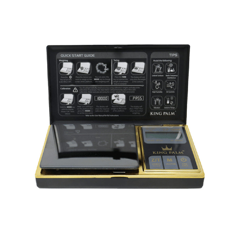 King Palm Gold-Plated Black Digital Mini Scale | 100g x .01g - Headshop.com