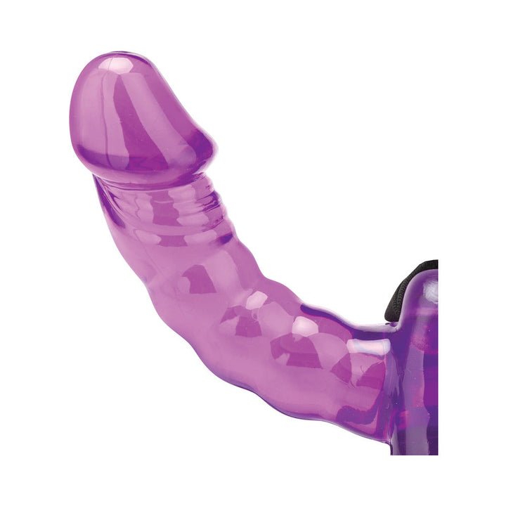 Lux Fetish Pleasure for 2 Double-Ended Strap-On Vibrating Double Dildo Purple - Headshop.com