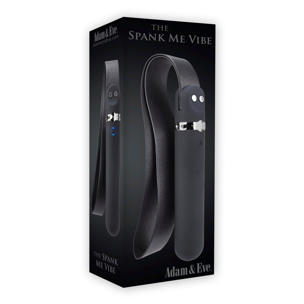 Adam & Eve Spank Me Vibe Rechargeable Silicone Vibrator With Slap Strap End Black - Headshop.com