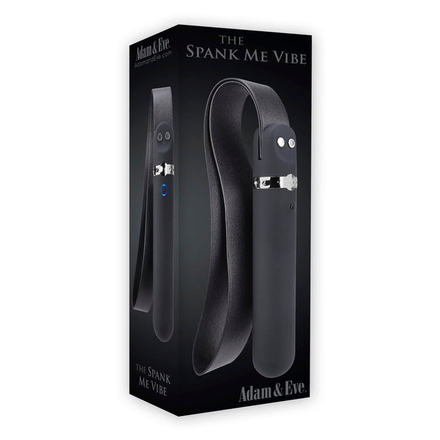 Adam & Eve Spank Me Vibe Rechargeable Silicone Vibrator With Slap Strap End Black - Headshop.com
