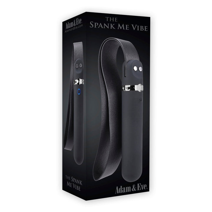 Adam & Eve Spank Me Vibe Rechargeable Silicone Vibrator With Slap Strap End Black - Headshop.com