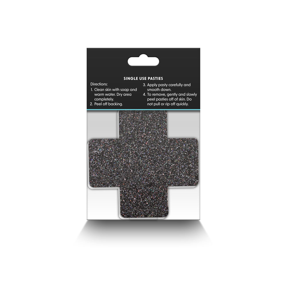 Pretty Pasties Glitter Cross Black/Gold 2 Pair - Headshop.com