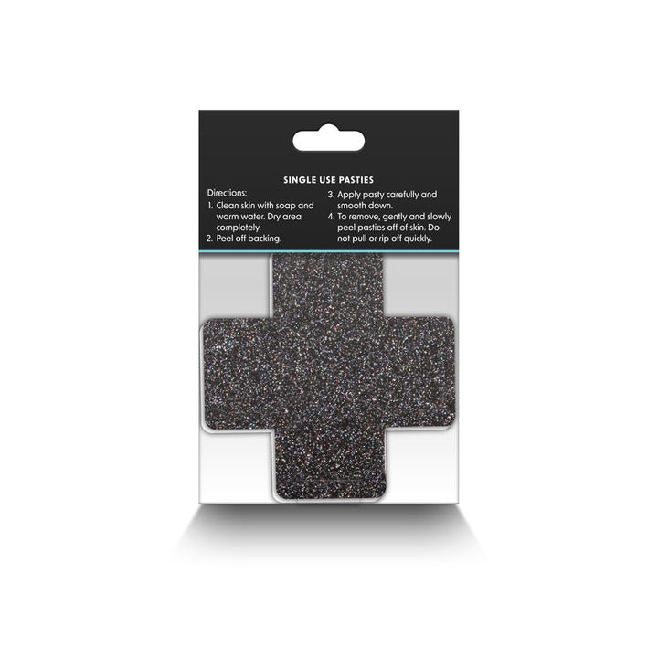 Pretty Pasties Glitter Cross Black/Gold 2 Pair - Headshop.com