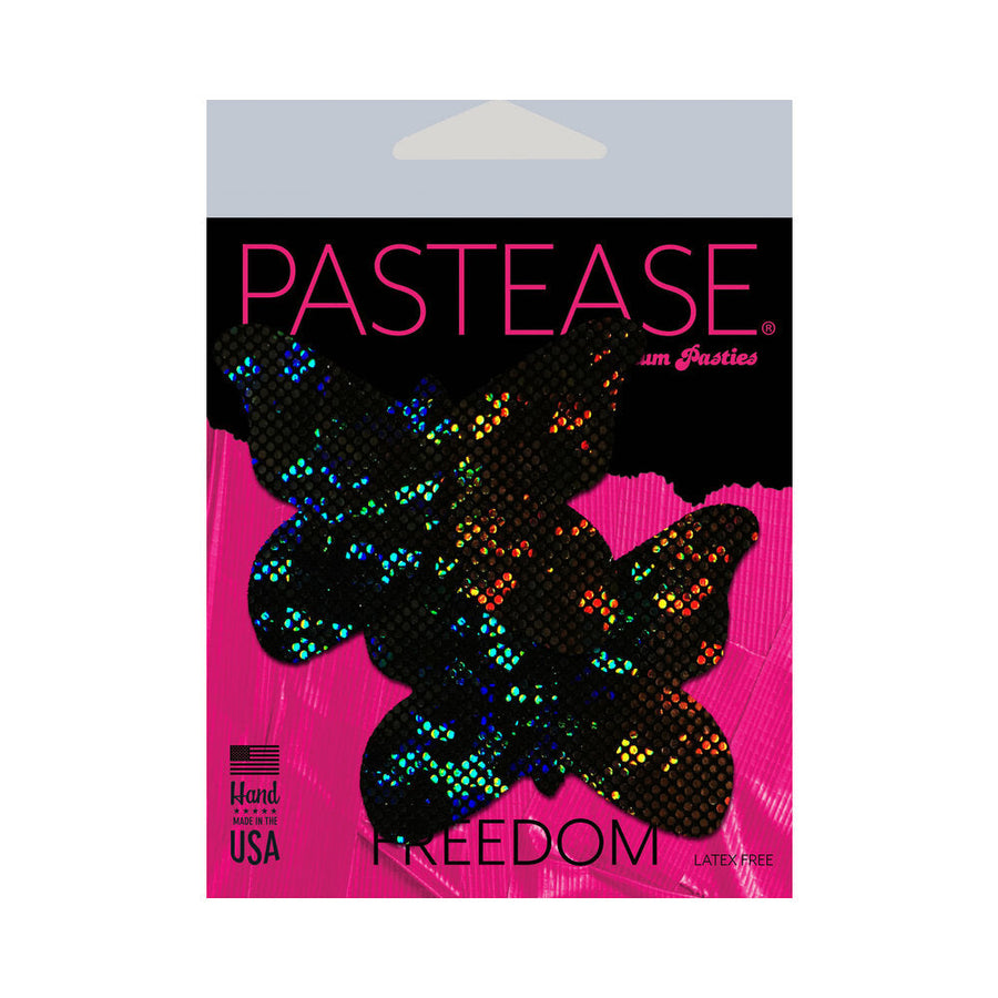 Pastease Butterfly: Shattered Glass Disco Ball Glitter Black Butterflies Nipple Pasties - Headshop.com