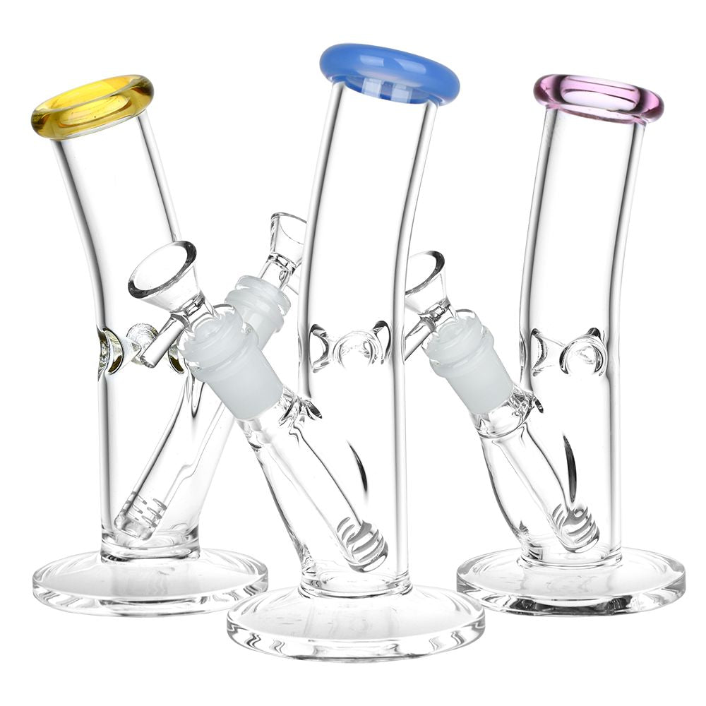 Classic Bent Neck Straight Tube Glass Water Pipe | 14mm F | Colors Vary - Headshop.com
