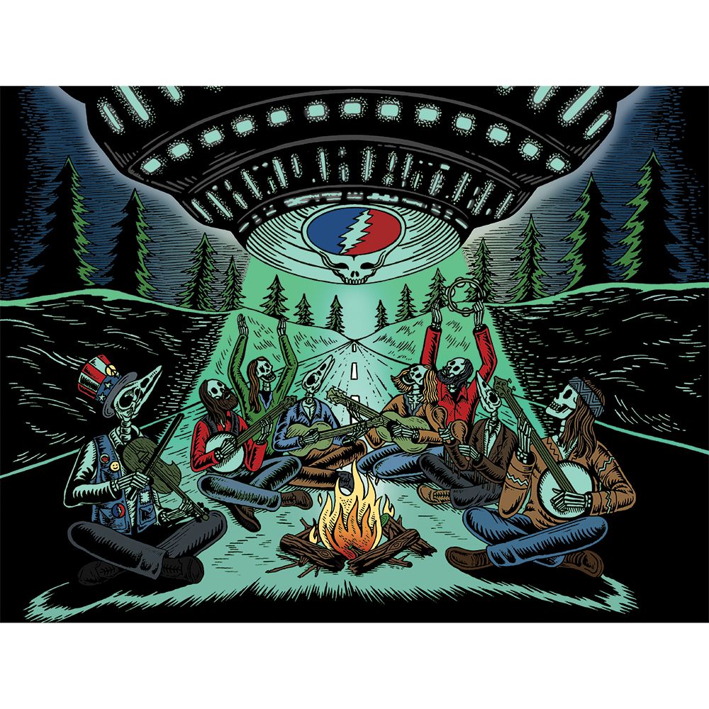 Grateful Dead x Pulsar Inside Print Bent Sherlock Pipe | 4" - Headshop.com
