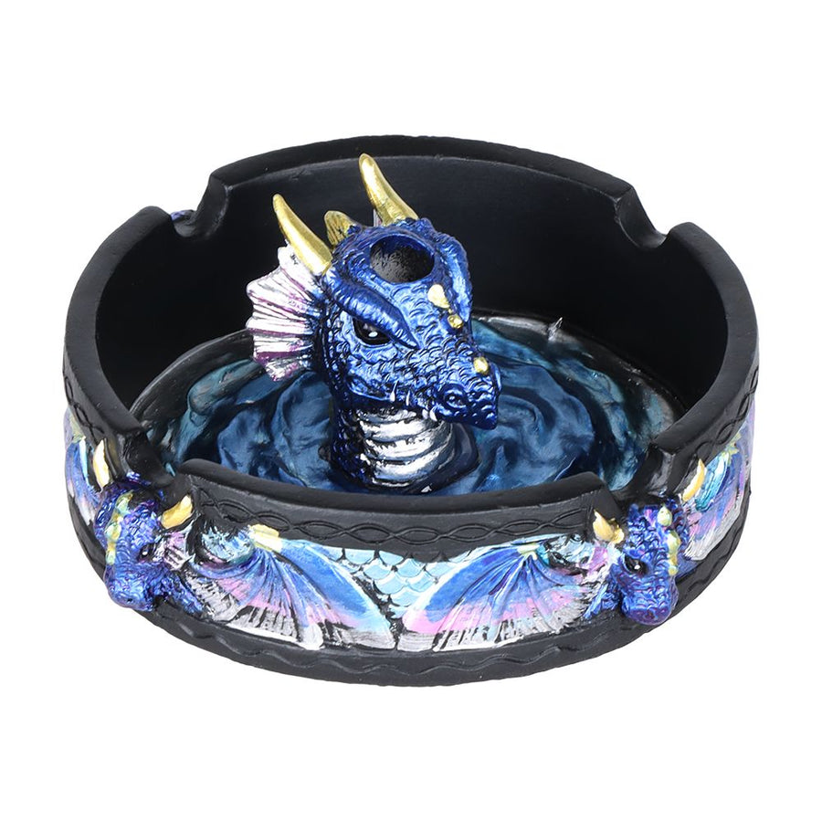 Dragon Polyresin Round Ashtray w/ Snuffer - 4" - Headshop.com