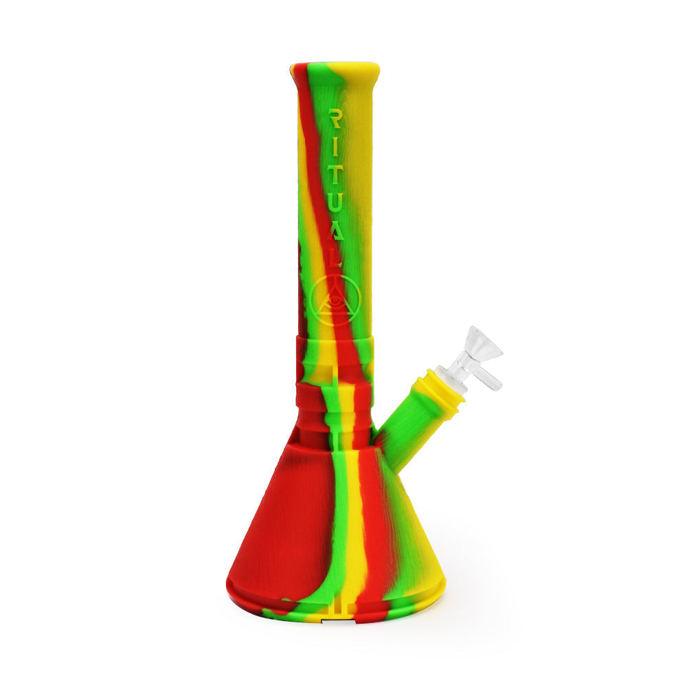 Ritual - 12'' Deluxe Silicone Modular Beaker - Rasta - Headshop.com