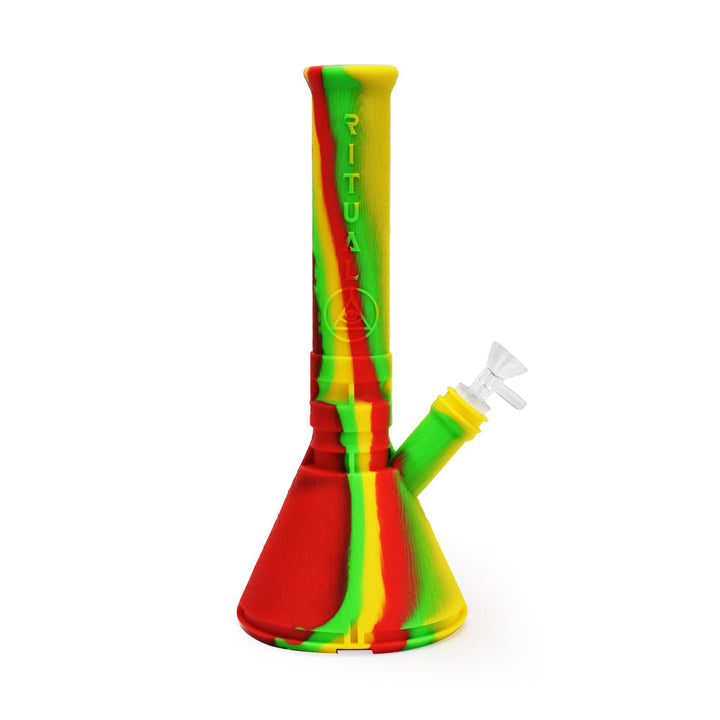 Ritual - 12'' Deluxe Silicone Modular Beaker - Rasta - Headshop.com
