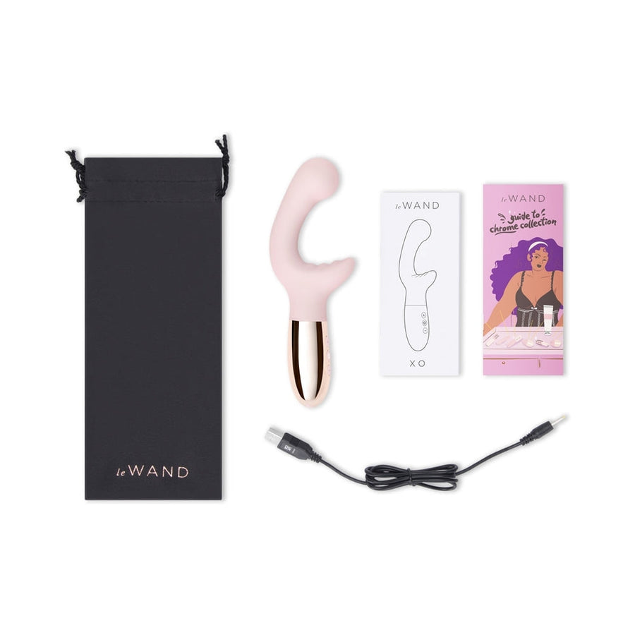 Le Wand XO Rechargeable Wave Silicone Dual Stimulation Vibrator Rose Gold - Headshop.com