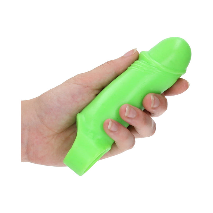 Ouch! Glow in the Dark Smooth Thick Stretchy 6.3 in. Penis Sleeve with Foreskin Details Neon Green - Headshop.com