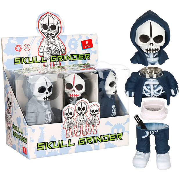 6CT DISPLAY - Scary Skully Boyz Aluminum Grinder - 4pc / 1.5" / Assorted Colors - Headshop.com