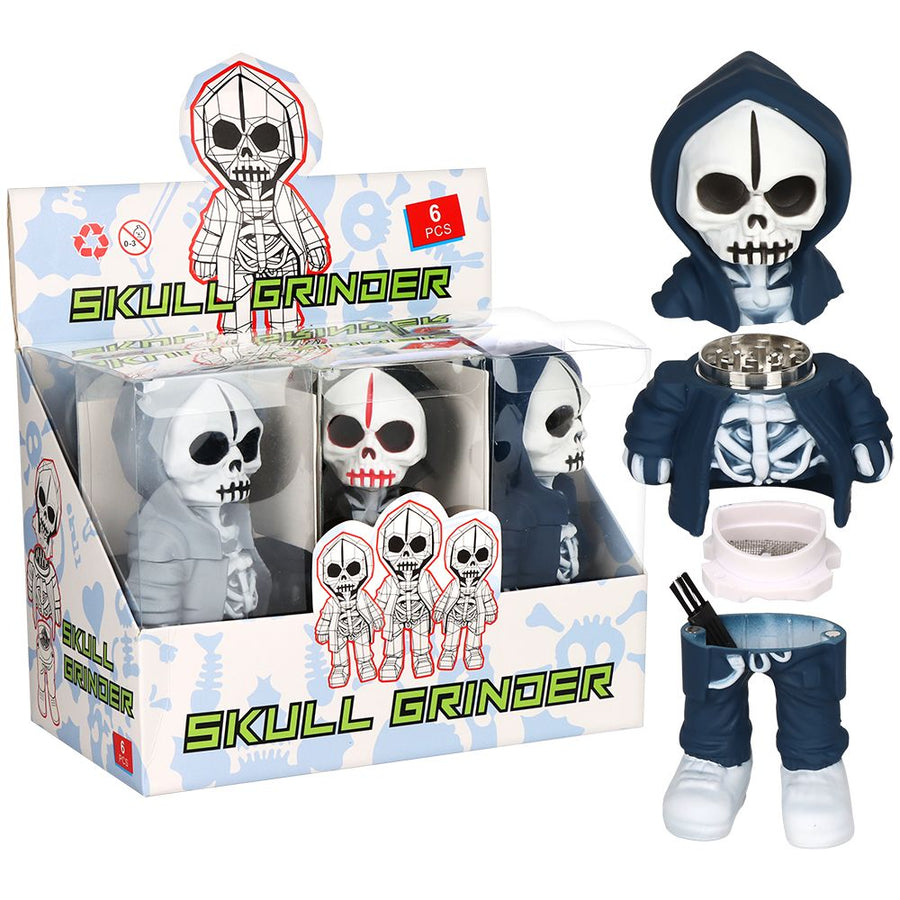6CT DISPLAY - Scary Skully Boyz Aluminum Grinder - 4pc / 1.5" / Assorted Colors - Headshop.com