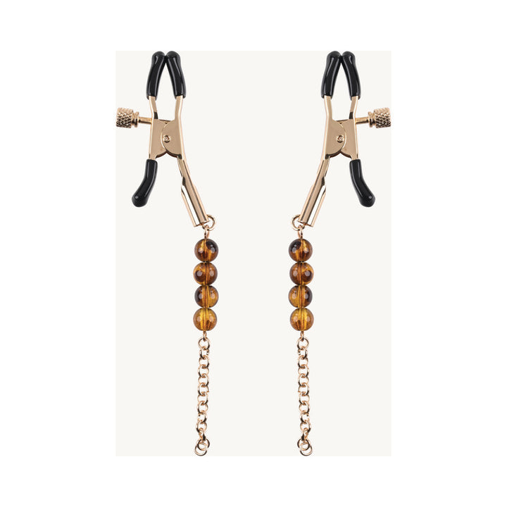 Sincerely, Sportsheets Amber Adjustable Beaded Nipple Clamps Tortoiseshell - Headshop.com