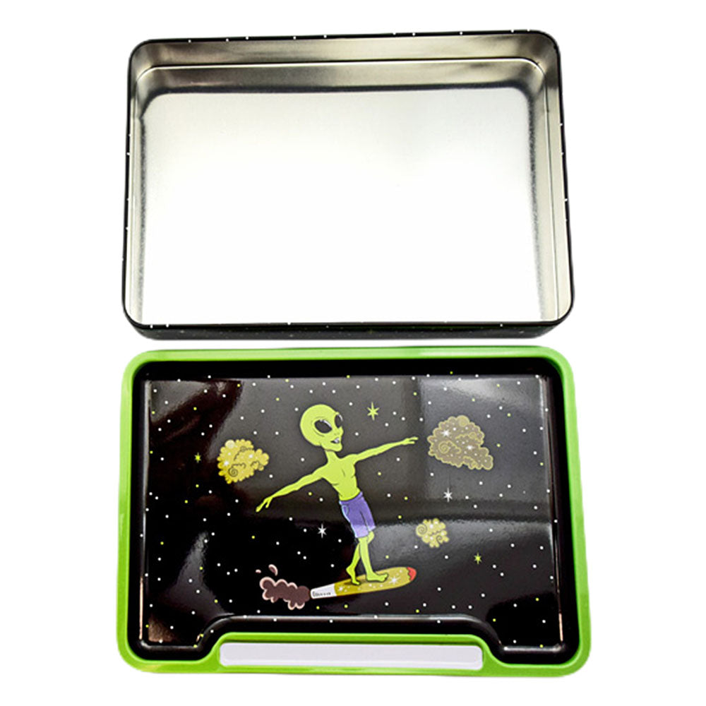 Alien Doobie Surfer Rolling Tray Box - 8"x5.75" - Headshop.com