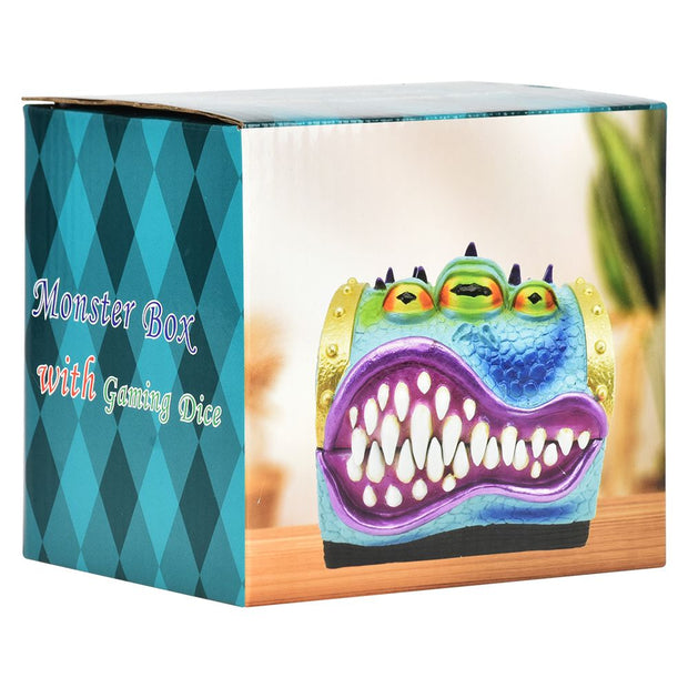 Monster Polyresin Box with Gaming Dice - 3.8" x 3.6" - Headshop.com