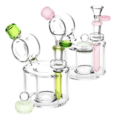 Flower Focus Water Pipe w/ Herb Storage -5.5"/14mm F / Colors Vary - Headshop.com