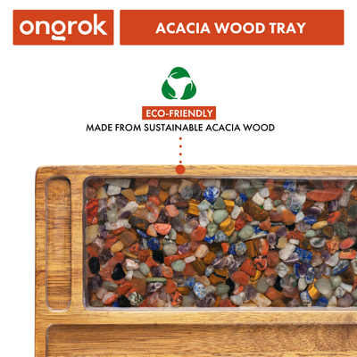 Ongrok Premium Natural Acacia Wood Tray | 9.5" x 9.5" - Headshop.com