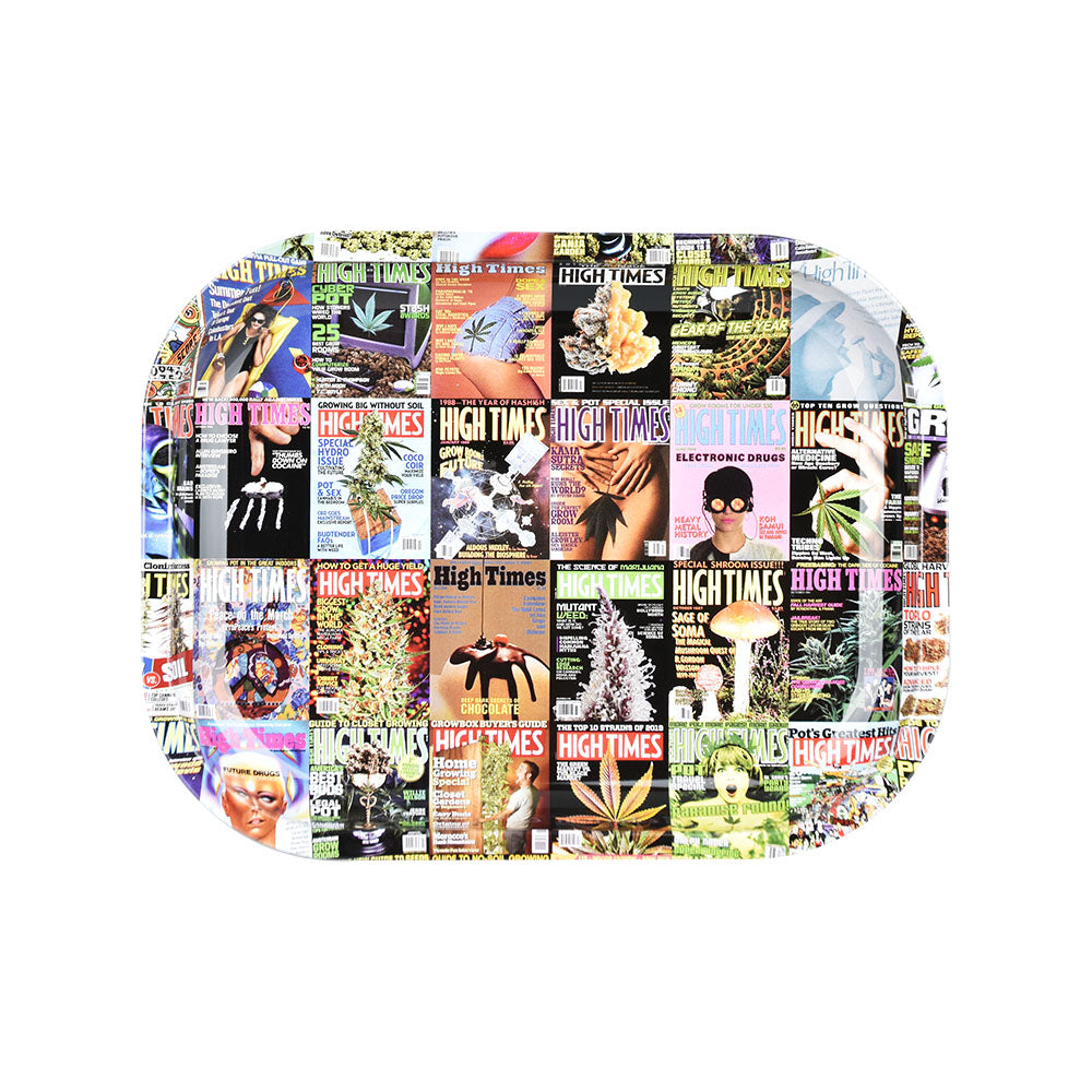 High Times x Pulsar Mini Metal Rolling Tray w/ Lid - Covers Collage / 7"x5.5" - Headshop.com