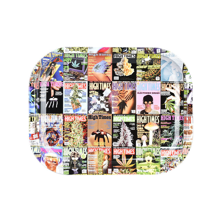 High Times x Pulsar Mini Metal Rolling Tray w/ Lid - Covers Collage / 7"x5.5" - Headshop.com