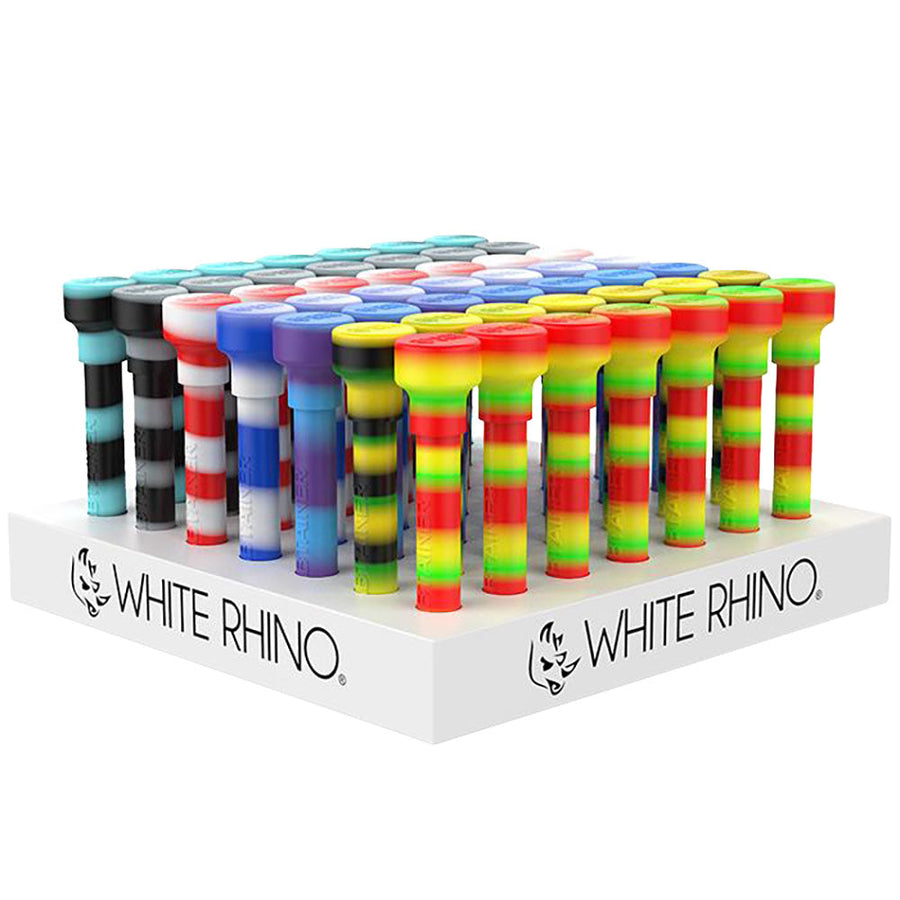 White Rhino Dabtainer Silicone Straw/Storage - Asst - 49PC DISP - Headshop.com
