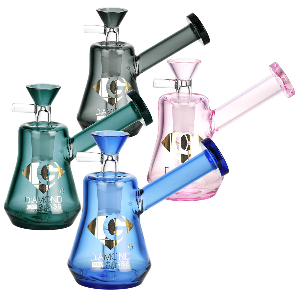 Diamond Glass Gold Mallet V2 Water Pipe - 4"/14mm F/Clrs Vry - Headshop.com