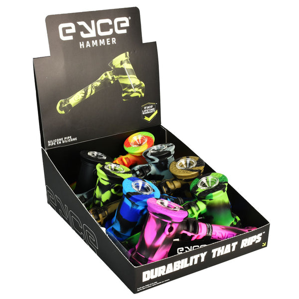 Eyce Silicone Hammer Bubbler Pipe - Assorted Colors - 8PC DISPLAY