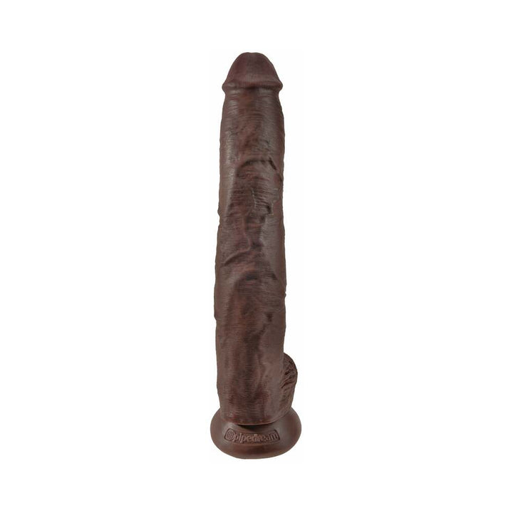King Cock 14 in. Cock With Balls Realistic Suction Cup Dildo Brown - Headshop.com