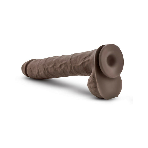 Au Naturel Daddy 14 in. Posable Dual Density Dildo with Balls Brown - Headshop.com