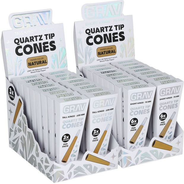 GRAV Quartz Tip Pre-Rolled Cones | Natural | 16pk Display - Headshop.com