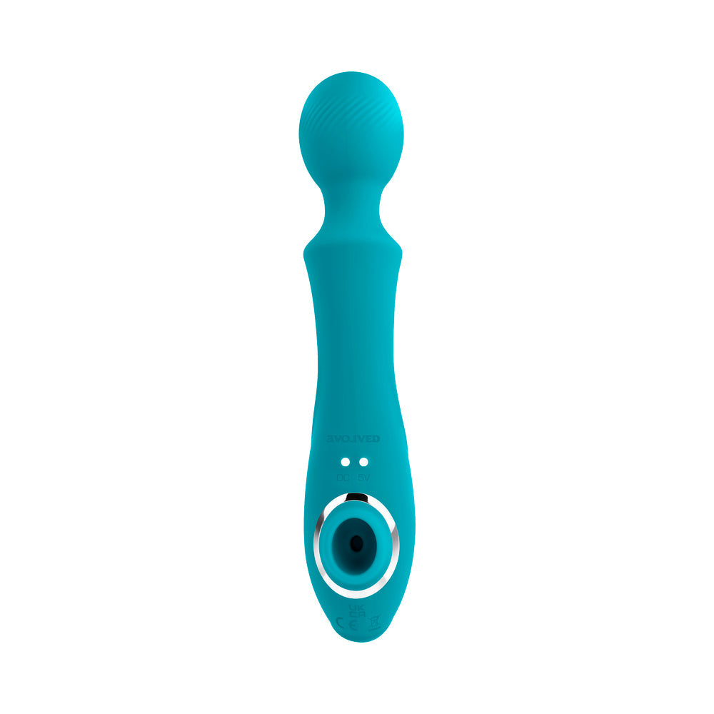 Evolved Wanderful Sucker Rechargeable Wand with Suction Silicone Teal Headshop.com Evolved Wanderful Sucker Rechargeable Wand with Suction Silicone Teal Headshop.com
