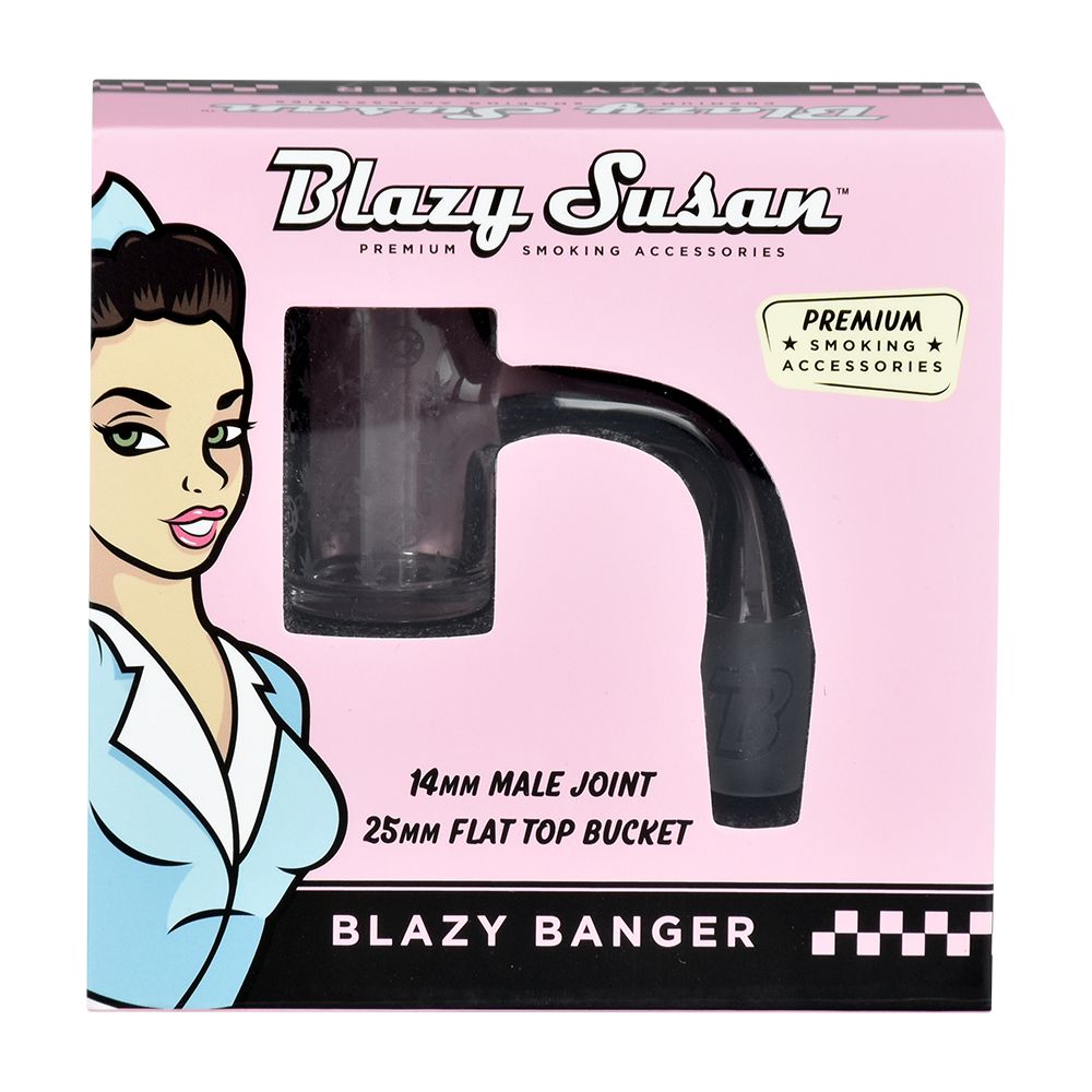 Blazy Susan Flat Top Etched Quartz Banger - 14mm M - Headshop.com