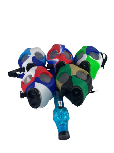 Multi-Colored Silicone Skull Gas Mask Bong - Headshop.com