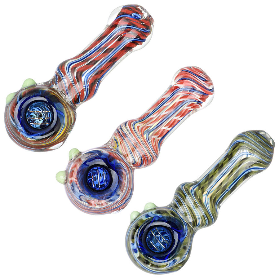 Spiraling Sensation Glass Spoon Pipe - 4.25" / Colors Vary - Headshop.com