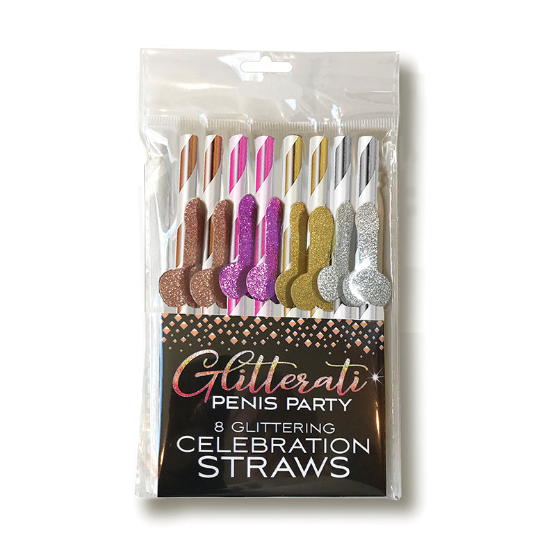 Glitterati Penis Party Cocktail Celebration Straws 8-Pack - Headshop.com