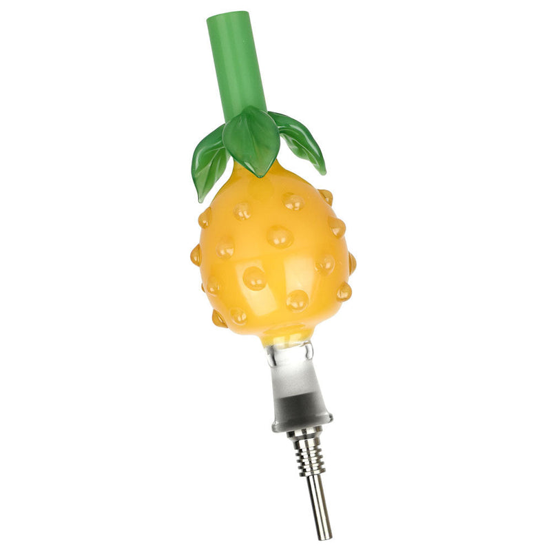 Perky Pineapple Glass Honey Straw w/ Titanium Tip - 6" - Headshop.com